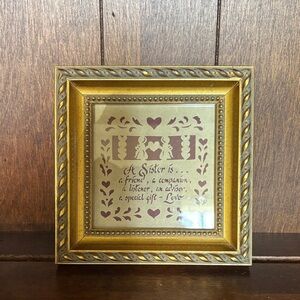 Vtg Signed & Framed Scissor Cuts Scherenschnitte “A Sister is…” Wall Decor